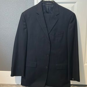 Calvin Klein 3 Button Navy Blue Pin Stripe Suit